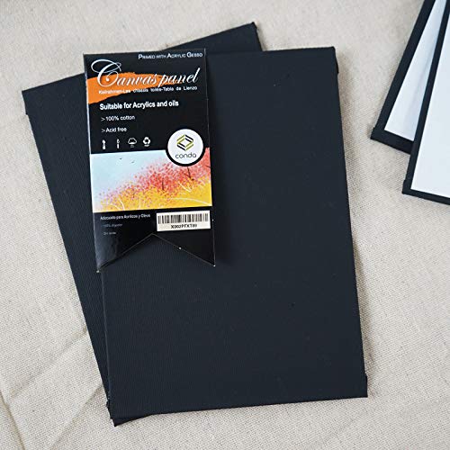 CONDA Black Canvases for Painting 11x14 inch, Pack of 14,100% Cotton Acid-Free, Canvas Panels, 8 oz Gesso-Primed, Art Boards for Oil & Acrylic Painting - size: 11"x14"