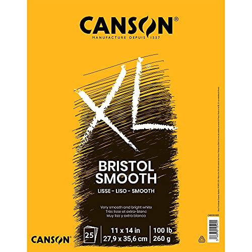 Canson XL Series Bristol Paper, Smooth, Foldover Pad, 11x14 inches, 25 Sheets (100lb/260g) - Artist Paper for Adults and Students - Markers, Pen and Ink (Pack of 6) - size: 11x14 (Pack of 6), style: Bristol, Smooth