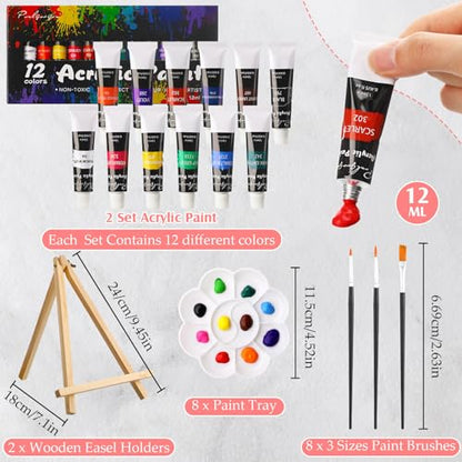 Cholemy 36 Pcs Paint and Sip Kit for Adults 8''x10'' Pre Drawn Canvas for Painting DIY Afro Acrylic Painting Kit Wood Easel Brushes Date Night Bulk for Summer 4th of July Party Gift(Modern Woman) - style: Modern Woman