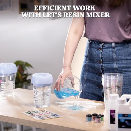 LET'S RESIN Resin Mixing Cups, 45pcs 32oz(1000ml) 2 Scales Accurate Paint Mixing Cup with Protective Gloves, Sturdy & Thick Disposable Measuring Cups for Paint, Pigments, Art, Auto Resin Mixer - size: 1000ML