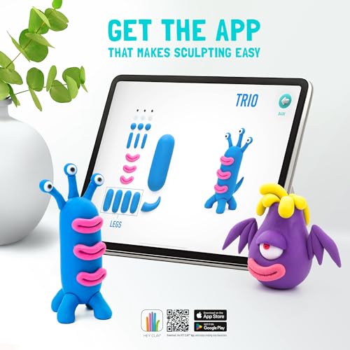 HEY CLAY Set - Colourful Modeling Air Dry Clay Kit for Kids 15 cans and Sculpting Tools with Fun Interactive Instructions App - Children 3+ (Aliens) - style: Aliens