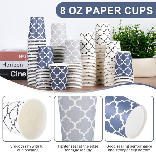 Clawsoff 300 Pack Paper Cups 8 oz, Disposable Coffee Cups 8 OZ Colourful Hot/Cold Beverage Drinking Cups for Office Party Home Picnic - color: Blue, size: 8 oz