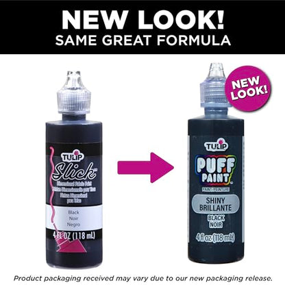 Tulip Puff Fabric Paint , Permanent Craft Paint for Clothes, DIY Projects, Notoxic, 4 fl oz 3-Pack, Shiny Black - color: Black