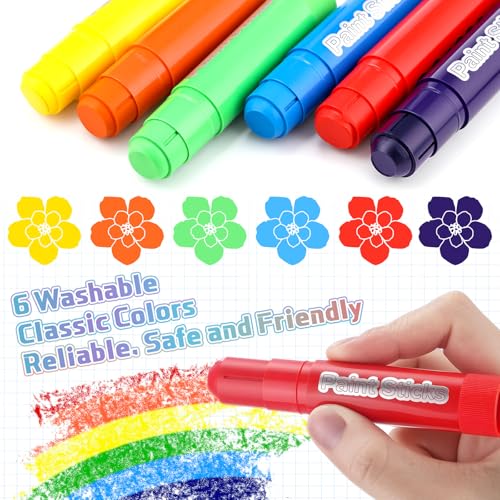 Gilprop 30 Sets Tempera Paint Sticks for Kids and Student 180 Pcs 6 Colors Washable Quick Drying Art Solid Tempera Paint Stick Bulk Crafts Supplies for Children Toddler Classroom School Favors