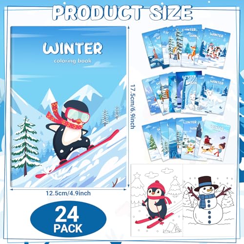 Liliful 24 Pcs Winter Coloring Book Bulk for Kids Winter Party Favors DIY Drawing Book with Polar Animals Patterns Small Activity Books Holiday Theme Birthday Goodie Bags - style: Winter