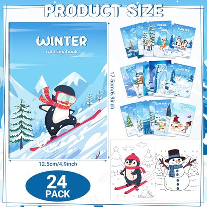Liliful 24 Pcs Winter Coloring Book Bulk for Kids Winter Party Favors DIY Drawing Book with Polar Animals Patterns Small Activity Books Holiday Theme Birthday Goodie Bags - style: Winter