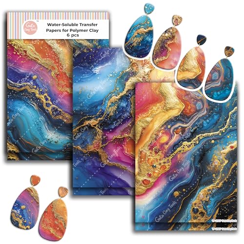 Colorful Resin Clay Transfer Paper – 6 Pcs, Transfer Paper for Polymer Clay, Resin Art Polymer Clay Transfer Sheet for Jewelry Making - color: Resin Clay