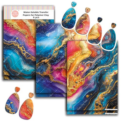 Colorful Resin Clay Transfer Paper – 6 Pcs, Transfer Paper for Polymer Clay, Resin Art Polymer Clay Transfer Sheet for Jewelry Making - color: Resin Clay