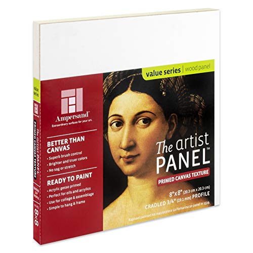 Ampersand Artist Panel Canvas Texture Surface for Painting, 3/4 Inch Depth, 8X8 Inch (APC75088) - size: 8X8, style: 3/4" Cradled