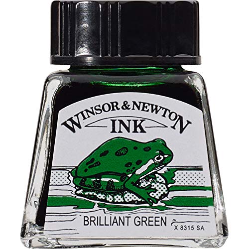 Winsor & Newton Drawing Ink, 14ml Bottle, Brilliant Green - color: Brilliant Green, style: 14ml Bottle