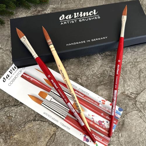 da Vinci Brushes 4252DV Watercolor Brush Set, Quill Size 2, Slant Size 10, Oval Size 12, Black 3 Each - style: Cosmotop Spin Watercolor Snap Box Set