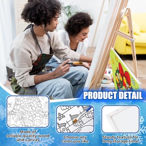 Sherr 15 Set Pre Drawn Painting Canvas for Adults 8 x 10 Inch Pre Painted Canvas Sip and Paint Party Favors Kit for Adults Paint Party(Christmas Style) - style: Christmas Style