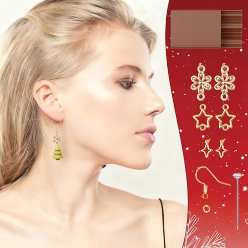 Polymer Clay Bead Roller,Christmas Tree Earring Mold Acrylic Clay Bead Maker Clay Cutter Tool for Jewelry Piercing Making Kit - color: Christmas 1