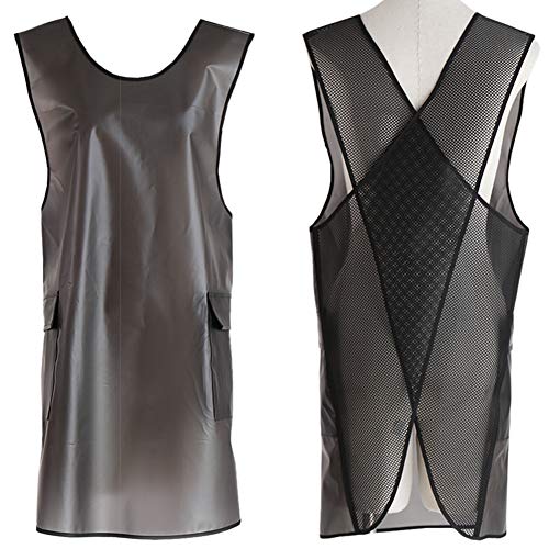 NEWGEM Waterproof Apron with Pockets for Women Cooking Painting Baking Gardening - color: Black Transparent