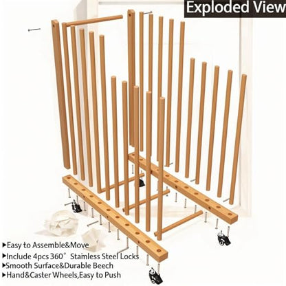 Art Storage Rack,Wood Art Drying Storage Stand with Hand&Caster Wheels , Art Canvas Storage for Art Studios,Drawing Board,Printed Matter,Gallery,Artworks