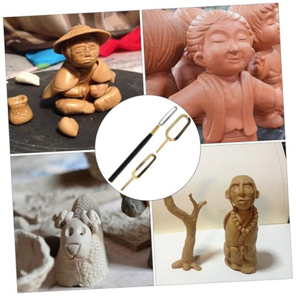 NUOBESTY 1 Set Interchangeable Heads Clay Carving Tool Set Ergonomic Pottery Scraping Sculpting Tool for Trimming Texturing and Detailing Versatile for Beginners Professionals
