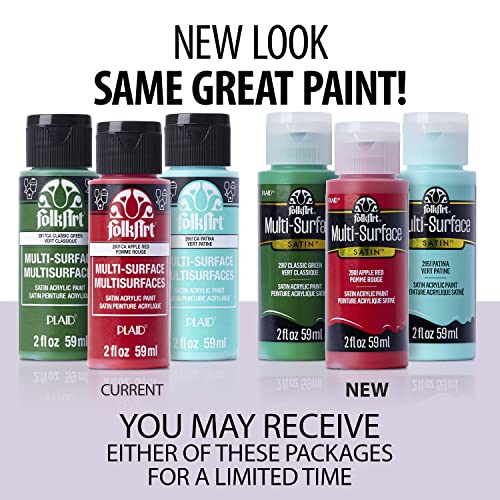 FolkArt Multi Surface Acrylic Paint Set Pastel Colors, Count, 2 Fl Oz (Pack of 16)