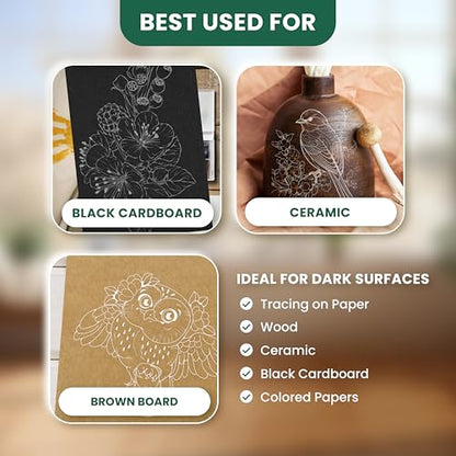 MyArtscape Graphite Transfer Paper Bundle (Black and White) - Wax Free - Erasable - Smudge-Free - Ideal for Drawing, Tracing and Watercolor Transfer - Premium Arts and Crafts Supplies