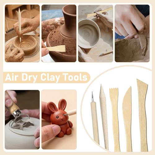 42 Pcs Pottery Tools Kit | Clay Sculpting Tools | Pottery Enthusiast Gifts | Stainless Steel & Wooden Handle | Portable Tools Set for Carving, Modeling, Shaping, Polymer | Ideal for Beginners, Artists