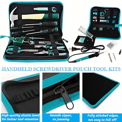 BLIRITEL Tool Bag Organizer, Oxford Tool Case Hardboard Kit, Portable Small Tool Pouch with Zipper, Handheld Screwdriver Pouch Tool Kits Organizer for Carpenter Mechanic (CASE ONLY） (S) - size: S