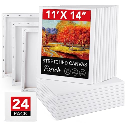 ESRICH 11x14 Canvases for Painting, 24 Pack Blank White Canvases for Painting - Cotton Paint Canvases for Oil, Acrylic & Watercolor Paint. - size: 24 Packs-1Size( 11*14in)