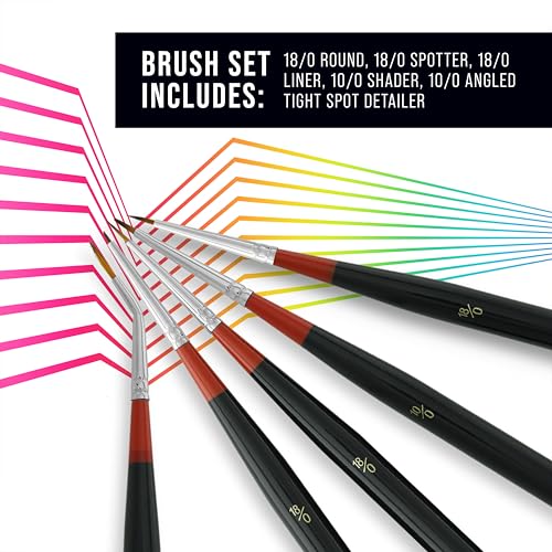 U.S. Art Supply 5 Piece Miniature Tight Spot Micro Fine Detail Art & Beauty Taklon Brush Set with Wood Handles - style: 5-Piece