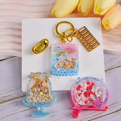 iSuperb 10pcs Shaker Resin Silicone Model and 5pcs Plastic Seal Film Resin Clear Protective Sheet for Animal Silicone Shaker Models DIY Jewelry Making Pendant Keychain - color: 10pcs