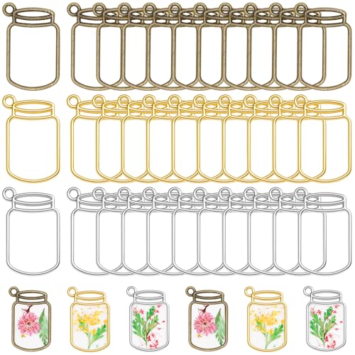 Gartful Open Bezels for Resin Jewelry Making, Hollow Frame Pendants with Jump Rings, Craft Bezels for Necklace, Earrings - style: Bottle - 30PCS