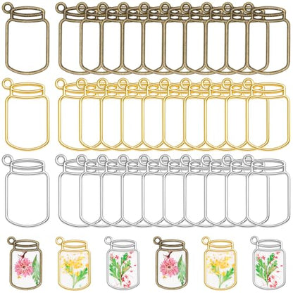 Gartful Open Bezels for Resin Jewelry Making, Hollow Frame Pendants with Jump Rings, Craft Bezels for Necklace, Earrings - style: Bottle - 30PCS