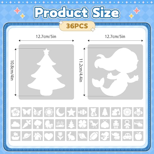 Stencils for Kids, Drawing Stencils for Painting Crafts Reusable Washable Large Art Paint Stencil Primary Shape Template for Fabric Wall Paper (36)