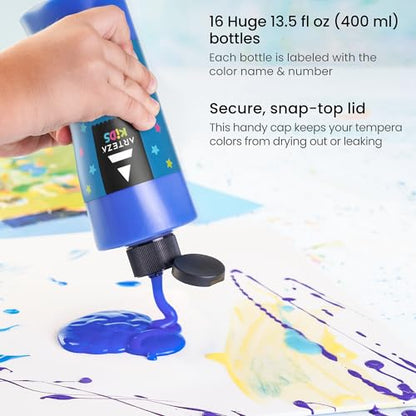 ARTEZA Acrylic Pouring Paint Set – 4 Aqua Tones, 4 Fluid Ounce Bottles, Pre-Mixed Acrylic Paint for Canvas, Wood, Paper, Glass and Art Projects
