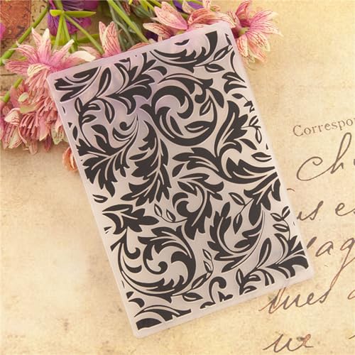 Swirls Texture Plastic Embossing Folders for Cards Making Baroque Filigree Embossing Stencils for DIY Paper Crafts Scrapbooking Polymer Clay Decoration