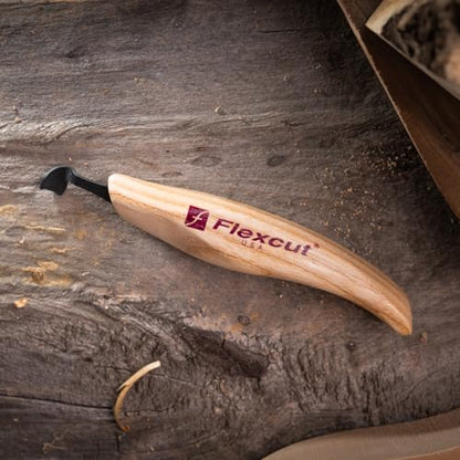 FLEXCUT Wood Carving Tools | Right-Handed Scorp | Gouge for Wood Carving | 5/16 Inch |KN23 | 1095 High Carbon Steel Blade | Made in the U.S.A. - style: 5/16" Right-Handed Scorp