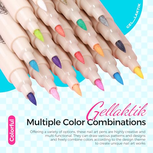18 Color 3D Nail Art Pens Set, 0.7MM Nail Polish Pens for Nail Art Dotting Pen Drawing Painting Liner Brush for DIY Nail Design, Home & Salon Manicure Tools - color: green