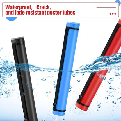 Yahenda 6 Pcs Expandable Poster Tubes Bulk, 24"- 40" Extendable Blueprint Tube with Shoulder Strap Waterproof Portable Durable Round Cases for Drawing, Poster, Office Bulk Supply(Red, Blue, Black) - color: Red, Blue, Black