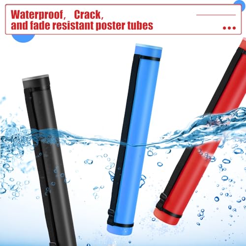 Yahenda 6 Pcs Expandable Poster Tubes Bulk, 24"- 40" Extendable Blueprint Tube with Shoulder Strap Waterproof Portable Durable Round Cases for Drawing, Poster, Office Bulk Supply(Red, Blue, Black) - color: Red, Blue, Black