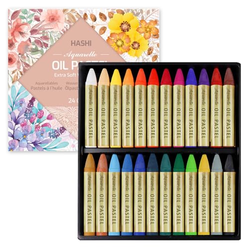 HA SHI Water-Soluble Oil Pastels for Artists 24 Colors, Soft Watercolor Art Sticks, Premium Art Supplies for Adult Artists - Blendable, Vibrant Hues, Korean Craftsmanship - color: Oil Pastels 24 colors