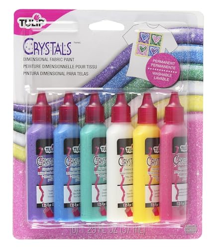 Tulip 15552 Tulip Fabric Paint Crystal (6 Pack), Multicolor - color: Multicolor, size: 0.17 Fl Oz (Pack of 6)
