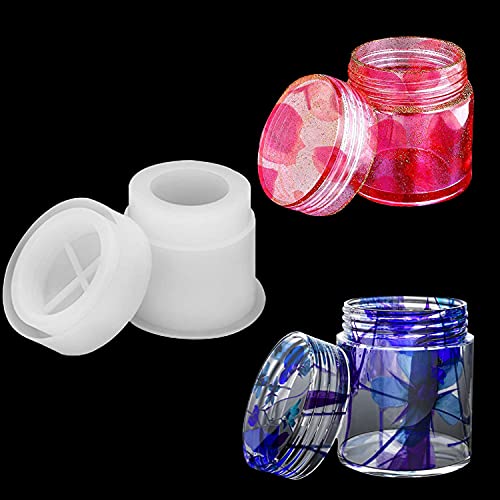 4 Style DIY Jewelry Resin Casting Molds Bottle Storage Jar With Lid Crystal Epoxy Mold Kit Handmade Craft Aromatherapy Candle Making Tool Clear Silicone Plaster Clay Mould (Cylinder Bottle) - color: (Cylinder Bottle)