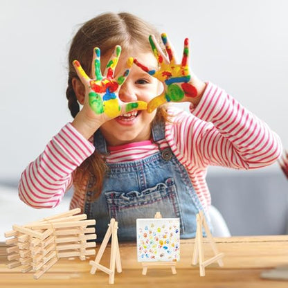 Yiksonyo 80 Pack 5.7 Inch Wooden Easel, Tabletop Wood Easels, Small Wooden Easel for Painting, Art, and Crafts - size: 80 Pack 5.7 Inch