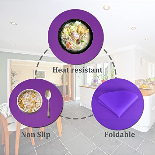Silicone Microwave Mat 12 Inch, Non Stick Turntable Safe Baking Mat for Kitchen, Multi Purpose Heat Resistant Oven Mat, Trivet Mat, Placemat 2 Pack(Purple) - color: Purple