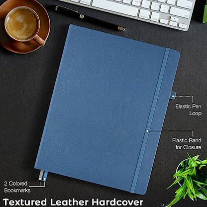 Blank Notebook, Hardcover Sketch Book, 8.5" x 11" Large Blank Journal, No Bleed Thick Paper Sketchbook for Drawing Art, Unlined Notebook Journal for Women Men, A4 Leather Sketchbook, Lay Flat, Navy - color: Navy