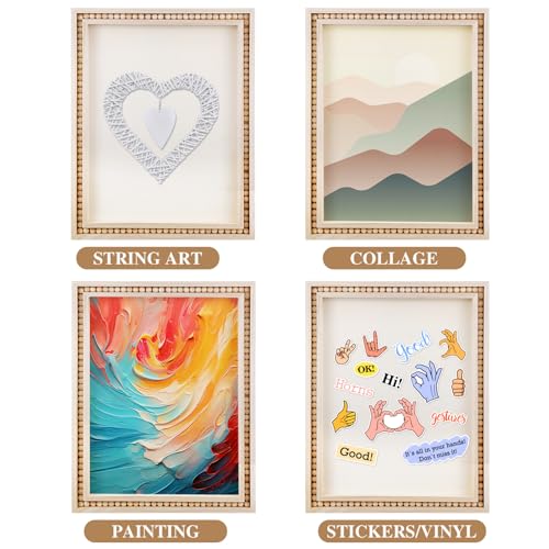 Wenqik 4 Pack Beaded Wood Canvas Panels Unfinished Wooden Blank Framed Signs Boho Style Panel Boards Square Plaques for DIY Crafts Painting Pouring Drawing Art Projects (12 x 9 Inch) - size: 12 x 9 Inch