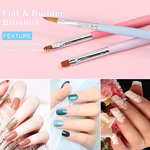 TEOYALL Nail Art Brushes, Nail Design Painting Brushes Builder Gel Brush Nail Dotting Tools Nail Fine Liner Brushes - color: Multicolor