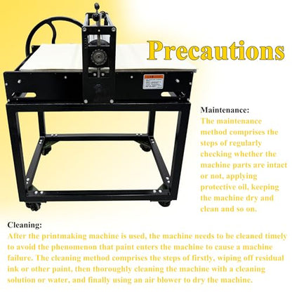 HQHAOTWU Manual Print Making Machine Slab Roller Printing Press Machine for Woodblock Copperplate Chain Drive Vertical Steel Roller Engraving Tool with Universal Casters for DIY Pressed Artworks