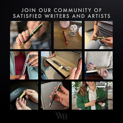 Wordsworth & Black Majesti Fountain Pen-(Black) Luxury Case, 24K Gold Finish; 18K Gilded Extra Fine Nib- Ink Cartridges, Refillable Ink Converter-Calligraphy Pen-Best Business Gift Set for Men & Women | Black, Gift for Men Women, Gold Finish, 18K German I