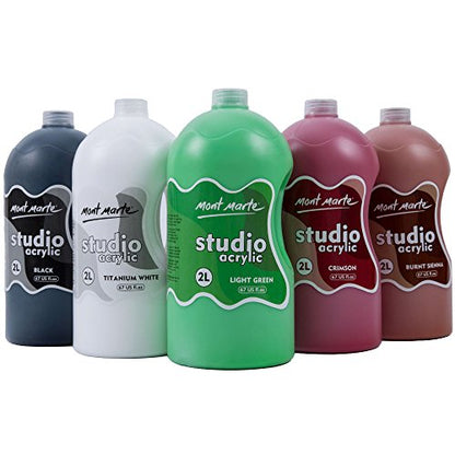 Mont Marte Discovery School Acrylic, Burnt Sienna, 1/2 Gallon (2 Liter). Ideal for Students and Artists. Excellent Coverage and Fast Drying. Pump Lid Included. - color: Burnt Sienna
