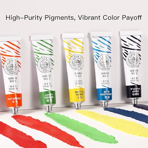 rubens Acrylic Paint Set - 12 Colors (20ml/0.68oz Tubes) Professional Grade Acrylics, High Pigment & Heavy Body for Canvas, Wood, Rock & Crafts, Art Supplies for Adults，Artists,Adults Beginner