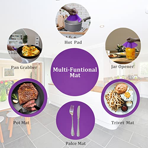 Silicone Microwave Mat 12 Inch, Non Stick Turntable Safe Baking Mat for Kitchen, Multi Purpose Heat Resistant Oven Mat, Trivet Mat, Placemat 2 Pack(Purple) - color: Purple