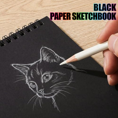 30 Sheets Black Paper Sketchbook, 98lb/160gsm Heavyweight Black Sketch Pad 8×8in, Acid-Free Drawing Paper, Spiral Bound Sketch Book for Teens, Artist - size: 8×8 Inch (1 pack)